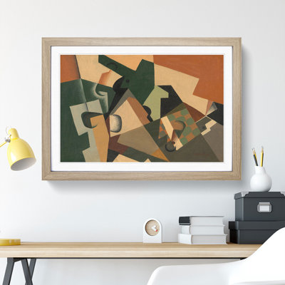 Glass and Checkerboard by Juan Gris - Picture Frame Painting