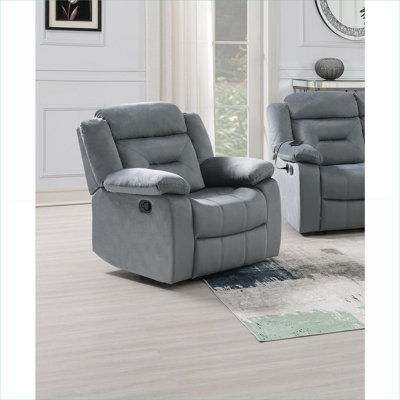 Fauteuil inclinable manuel en velours gris