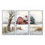 Calm Red Barn In Winter III - 3 pièces sur toile-87913387-87913385