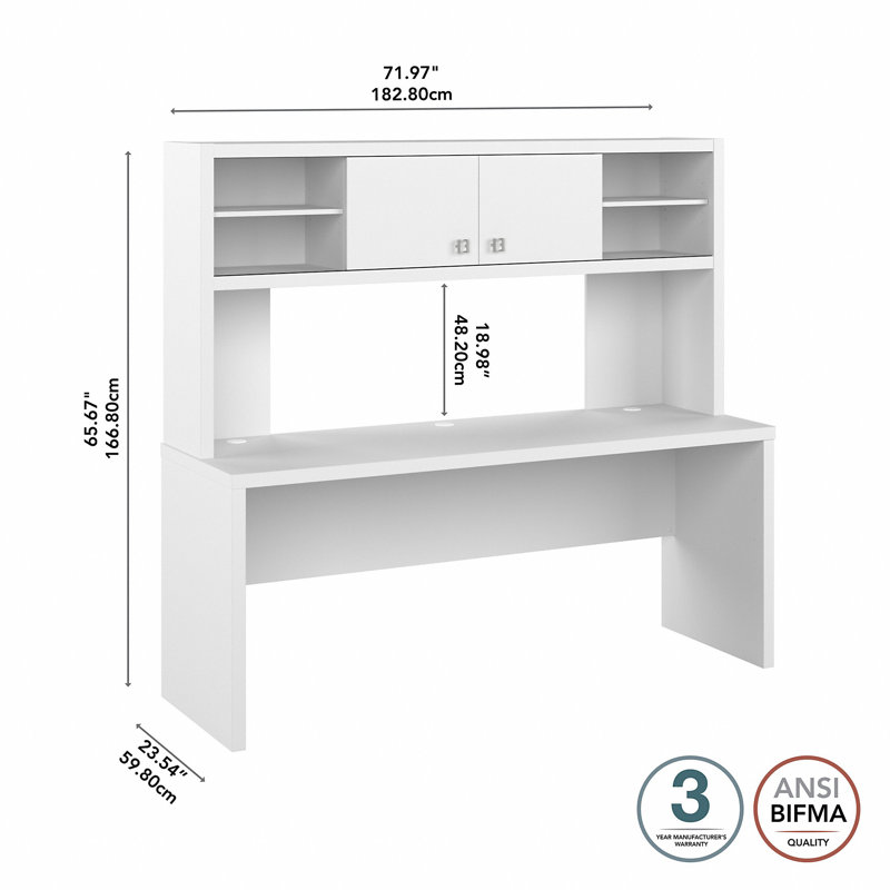 Office 500 Collection Credenza Desk, White