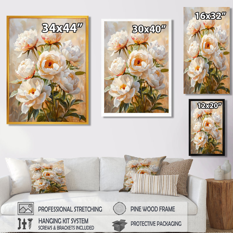 Basham - Floral Canvas Wall Art, Noir, H 20 po x l 12 po, Reproduction encadrée d'une seule photo