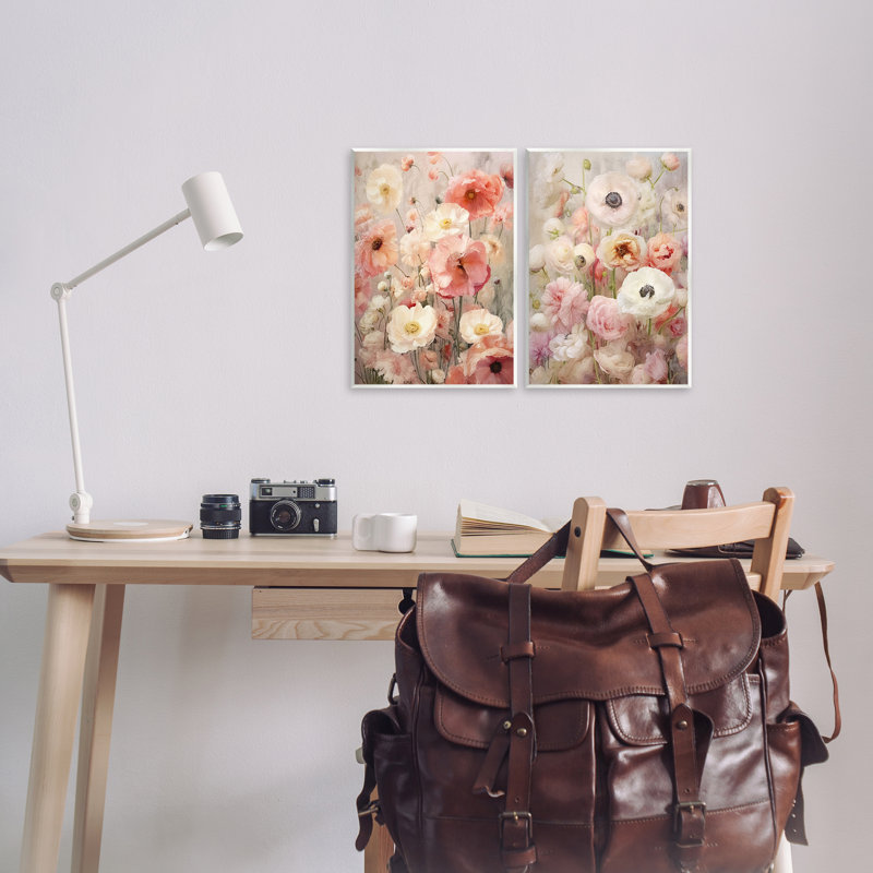 «Blush Floral Flowers», ensemble de 2 plaques murales par RileyB