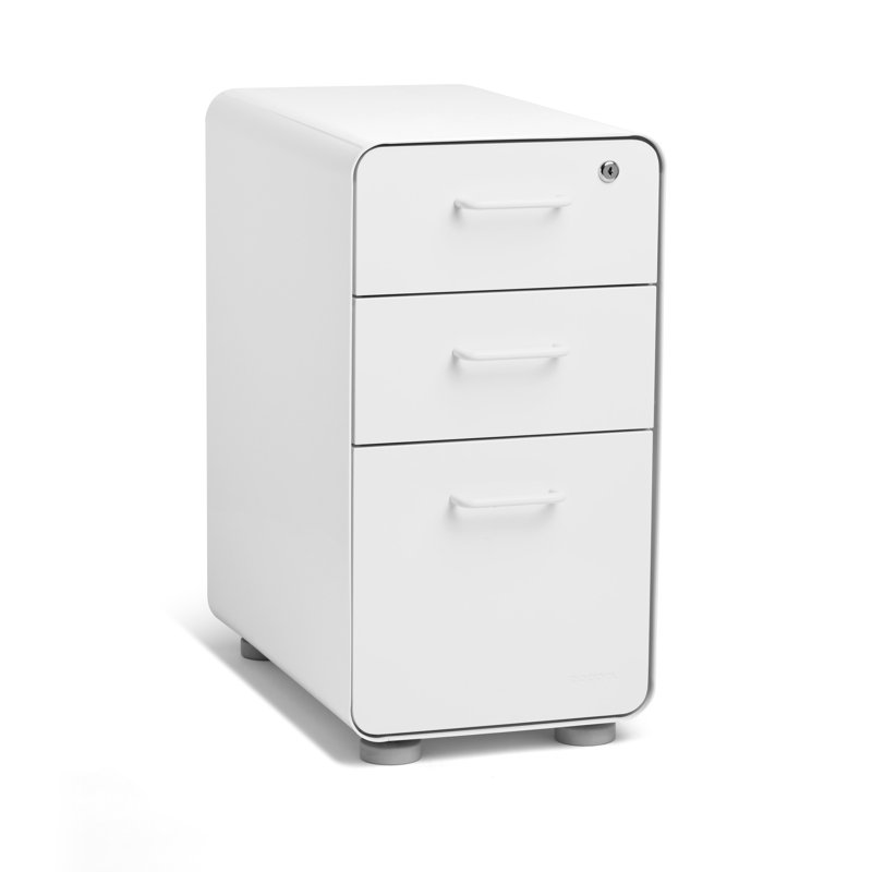  Stow Slim 3-Drawer Cabinet, Without Caster, White, Without Caster