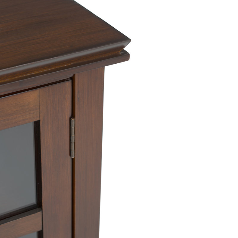 Artisan 30"W Solid Wood 2-Shelf Low Storage Cabinet with Glass Doors and Adjustable Shelves, Russet Brown
