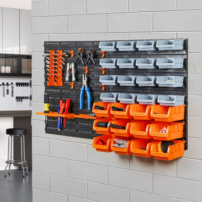 44 Piece Storage Bins and Backboards Tool Organiser Box Set
