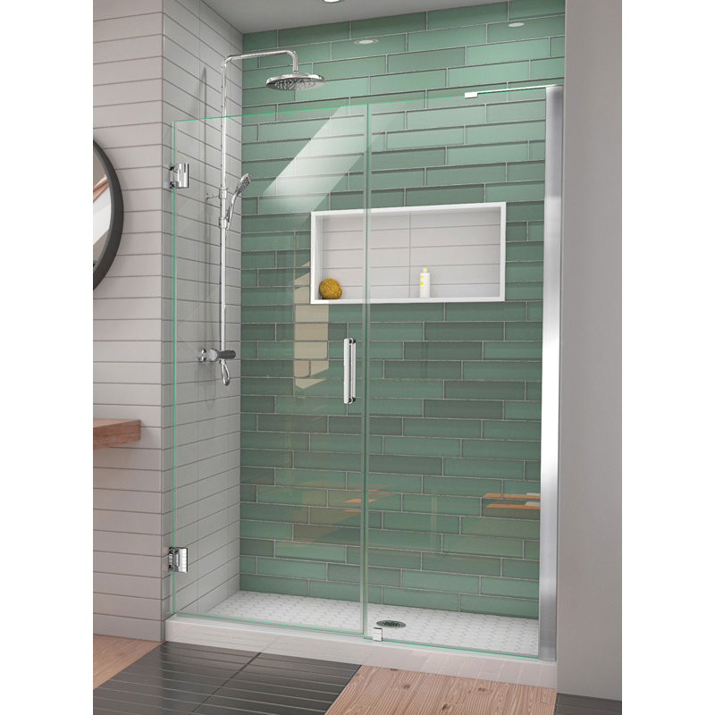 DreamLine Unidoor-LS 54 - 55 inch W x 72 inch H Frameless Hinged Shower Door in Chrome, Chrome, 55"