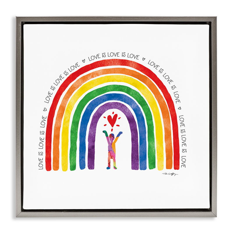 Cadre flottant «Love Is Love Pride», par Tim Coffey, Cadre flottant gris lustré, H 18 po x l 18 po