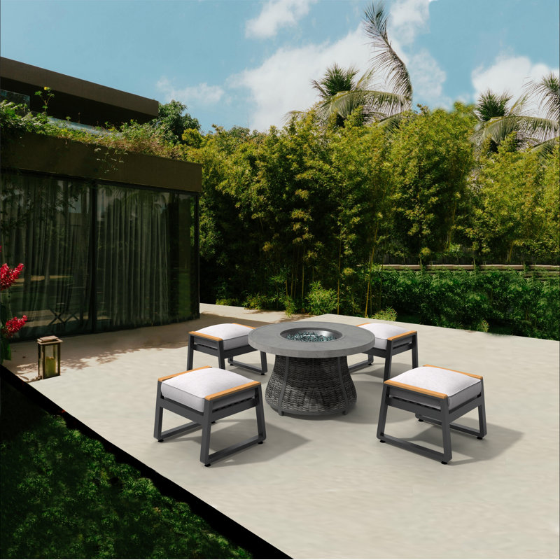 Kimm 4 - Person Patio Conversation Set with Cushions, Gray/Black