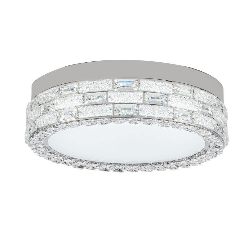 Elegance - Plafonnier encastré à DEL intégré - Finition chromée - Abat-jour diffuseur en cristal, 40 W