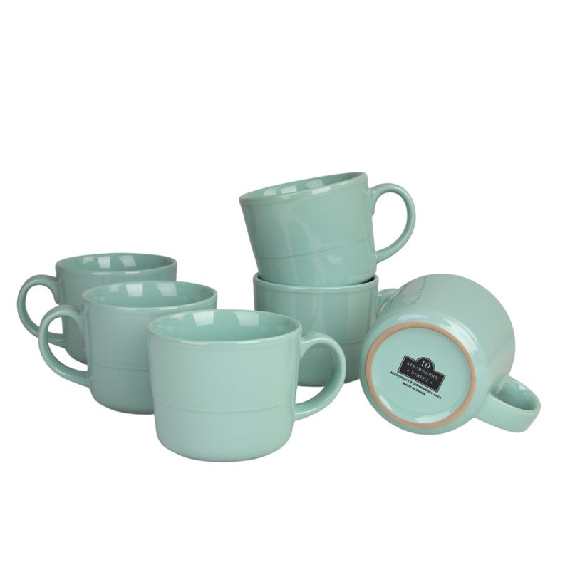 Ensemble de 6 tasses Double Line 3,75 "/ 12 oz, Vert émeraude