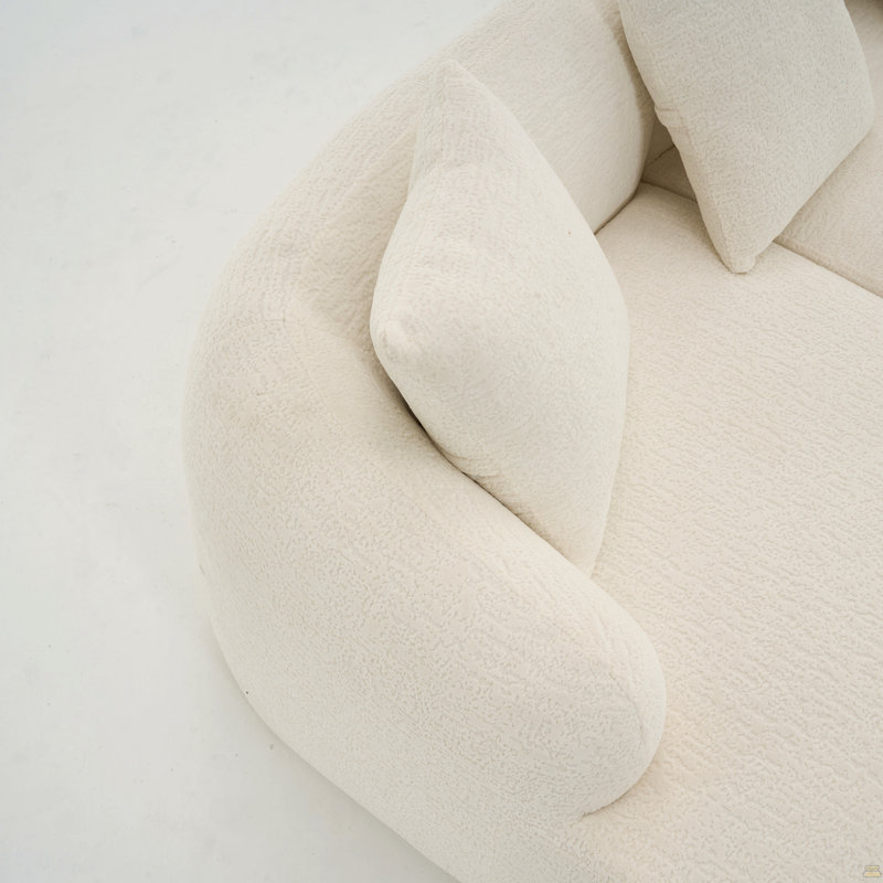 Canapé modulaire en forme de L avec méridienne incurvée et canapé modulaire en chenille Boneless, Blanc