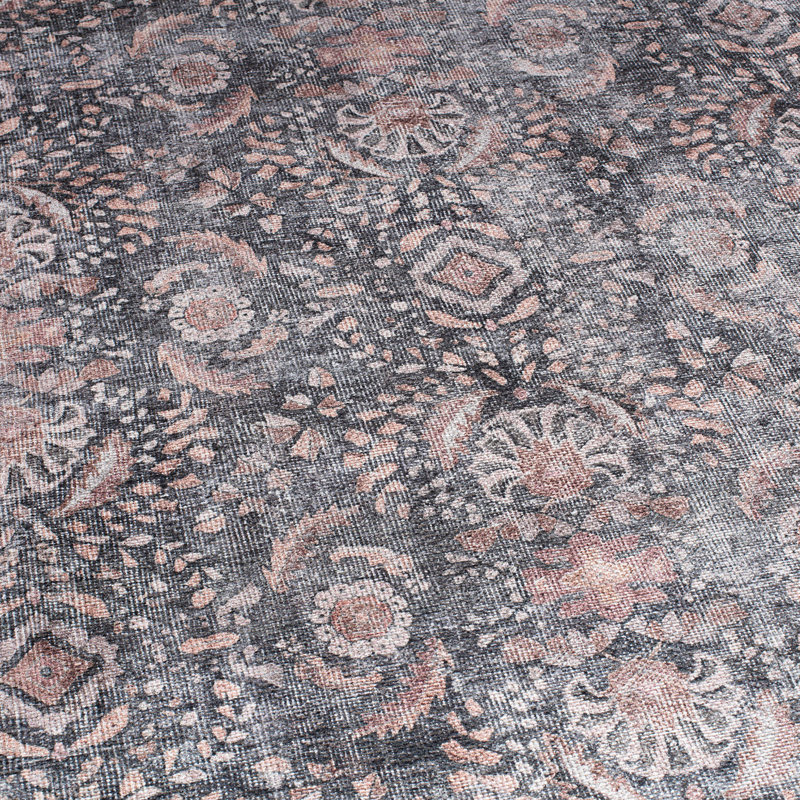 Tapis gris anthracite lavable à la machine Labarbera, Carré 6 pi 7 po