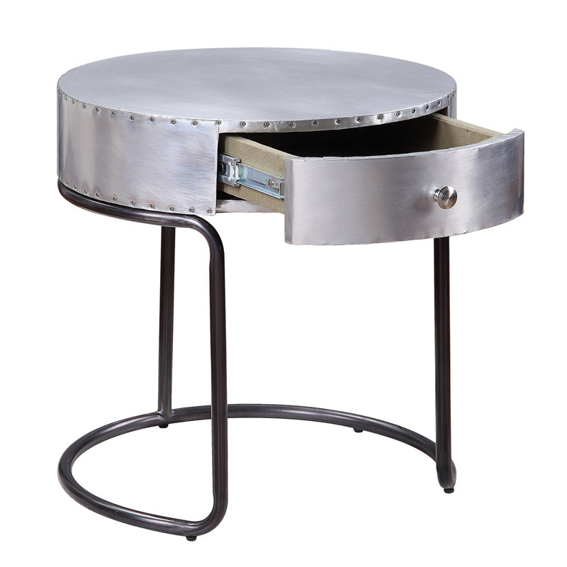 Table de bout en aluminium et rangement