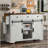 53.7" Farmhouse Kitchen Island With Power Outlet, 2 Sliding Barn Door Kitchen Storage Island With Drop Leaf, Spice Rack Rolling Kitchen Cart On Wheels, For Home, Kitchen And Dining Room-478070160