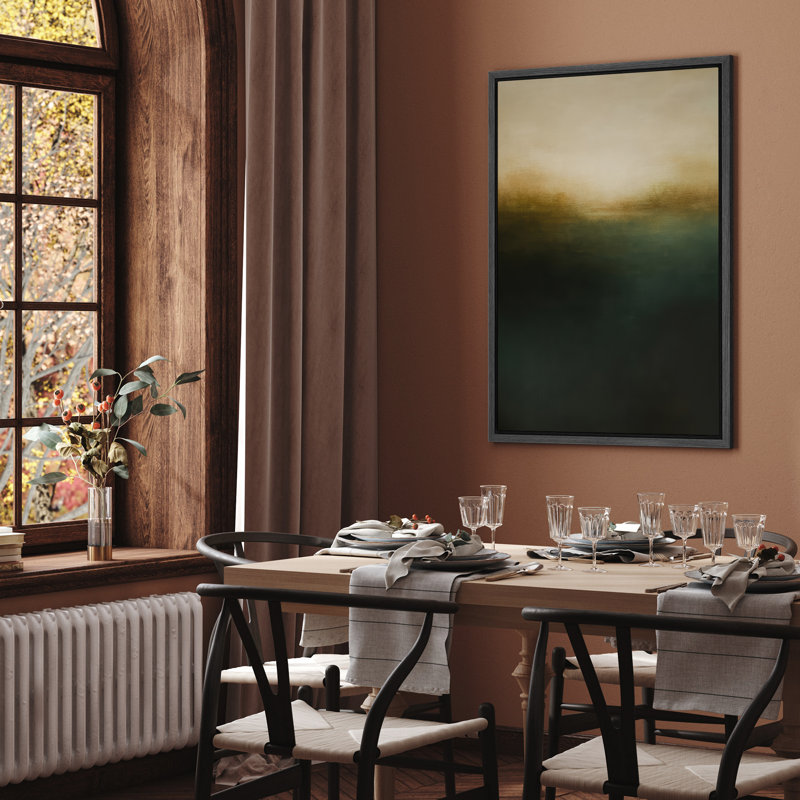 Art mural encadré, impression de paysage abstrait Moody foncé pour décor de salon, H 36 po x l 24 po, Cadre flottant, Noir
