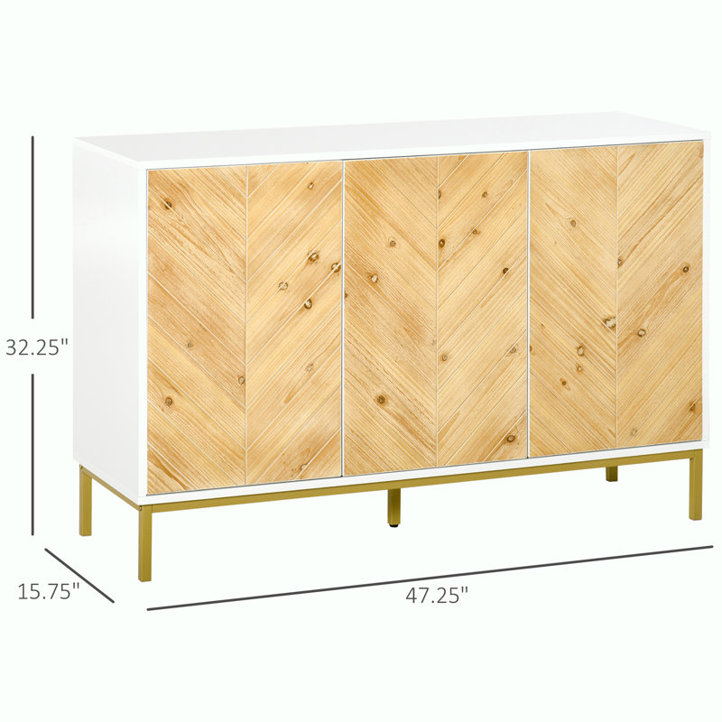 Console de rangement en bois avec 4 portes en verre