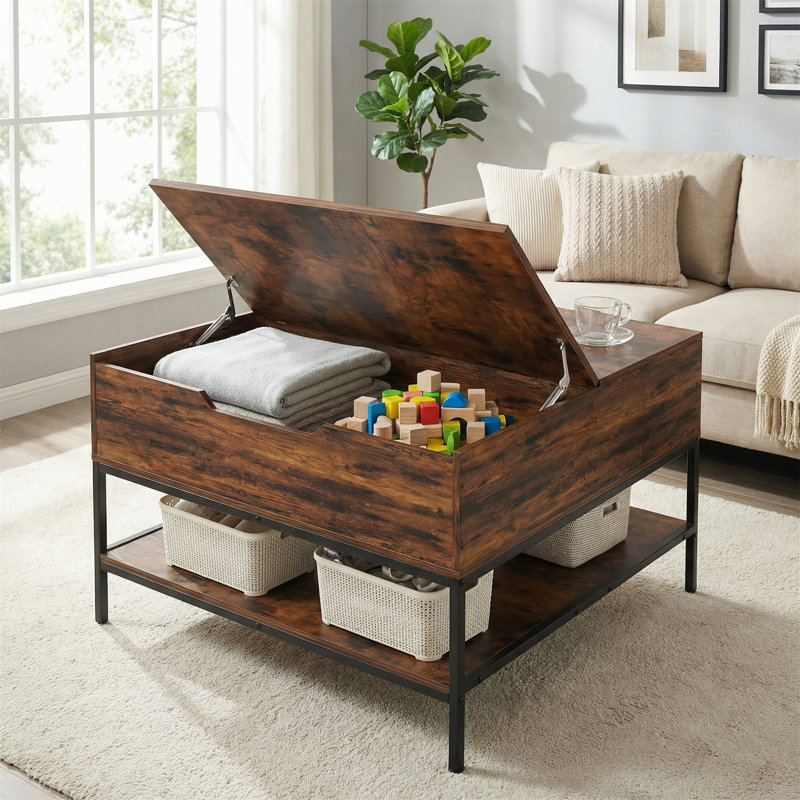 Table basse de rangement rabattable de 31,5 po avec structure en métal robuste