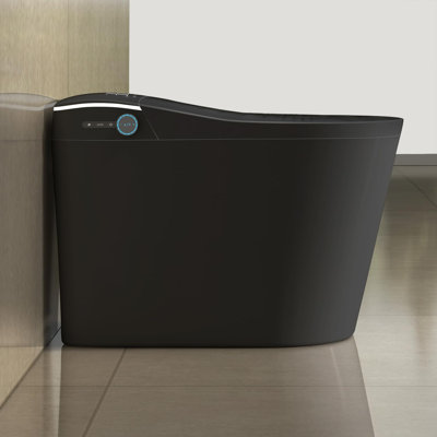 Yingze Matte Black Smart Toilet with Foam Shield - Auto Open/Close Lid, Foot Flush, Heated Bidet Seat, Warm Air Dryer, LED Display, Tankless Design, 17" Comfort Height