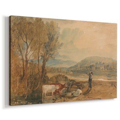 River Landscape with a Castle and Figures-J.M.W. Turner-Gallery Wrapped Canvas-c. early 19th Century