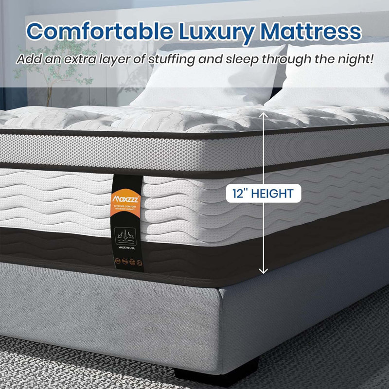 14-Inch Hybrid Mattress with Cooling Gel and Bamboo Charcoal for Optimal Comfort and Support, Twin