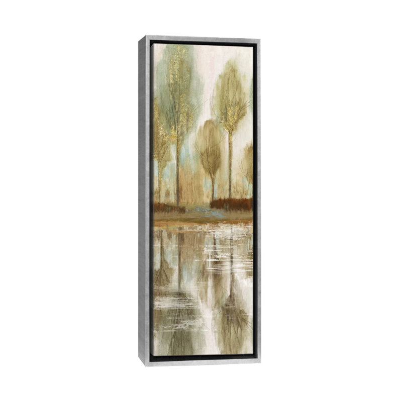 "Forest View I" par Allison Pearce, reproduction d’art panoramique, H 48 po x l 16 po x P 1,5 po, Toile avec cadre argenté