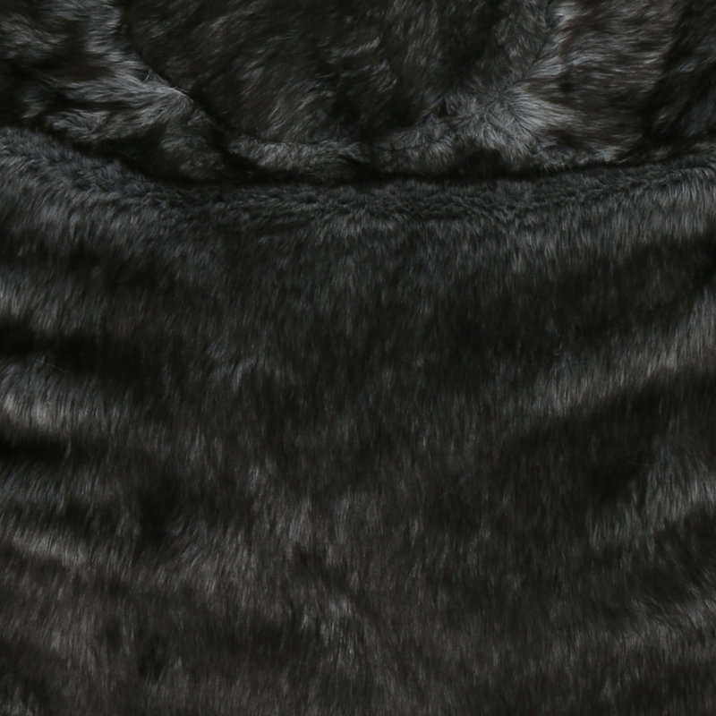 Fauteuil à billes rond en fausse fourrure 3 pieds Cat noir avec rayures blanches (fauteuil à billes)