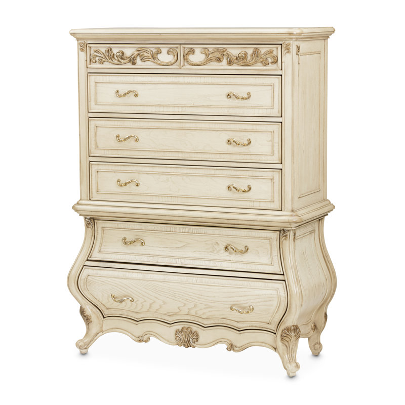 6 - Drawer Solid Wood Dresser, Champagne