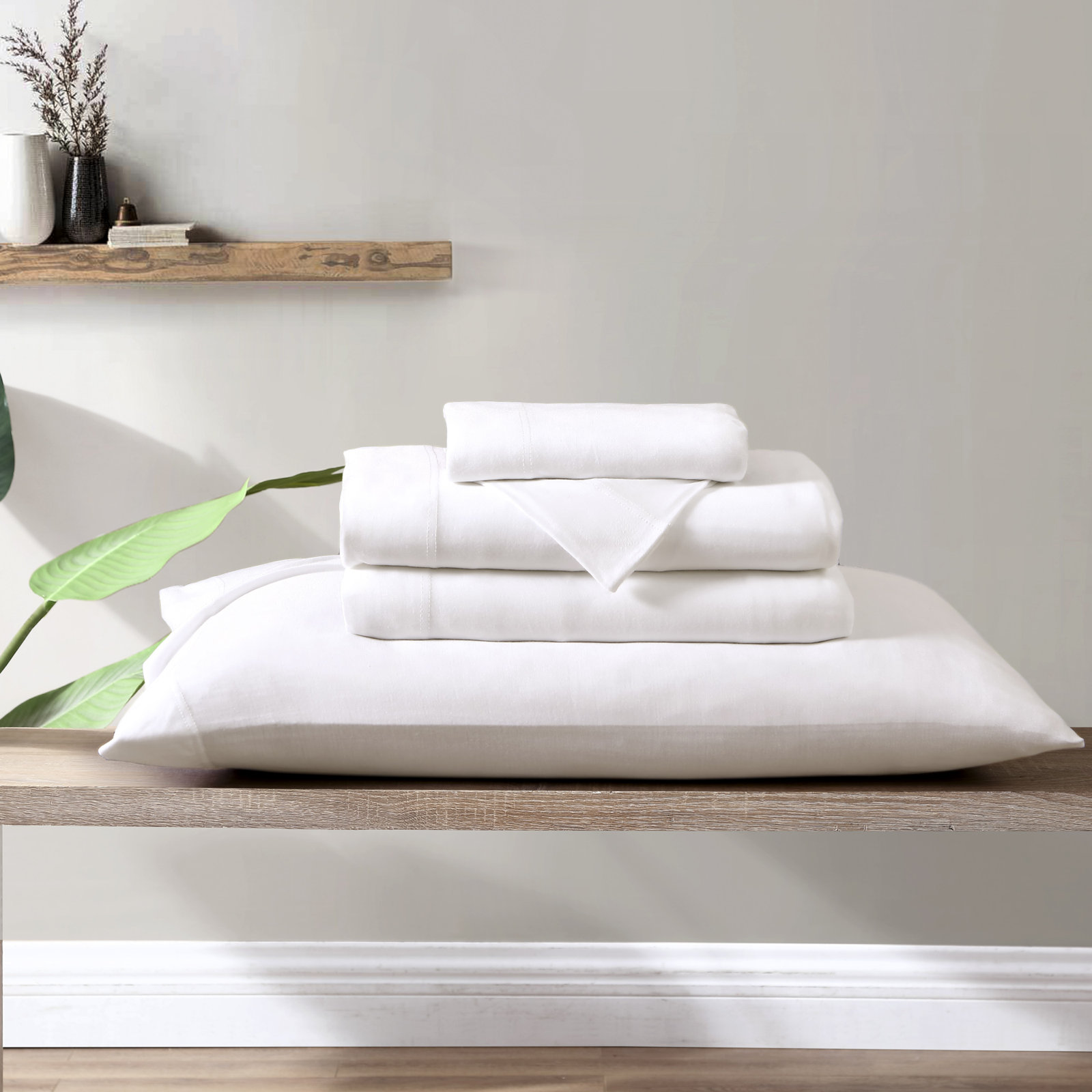 Fransen Sheet Set, Full/Double Sheet Set with 2 Pillowcases, White