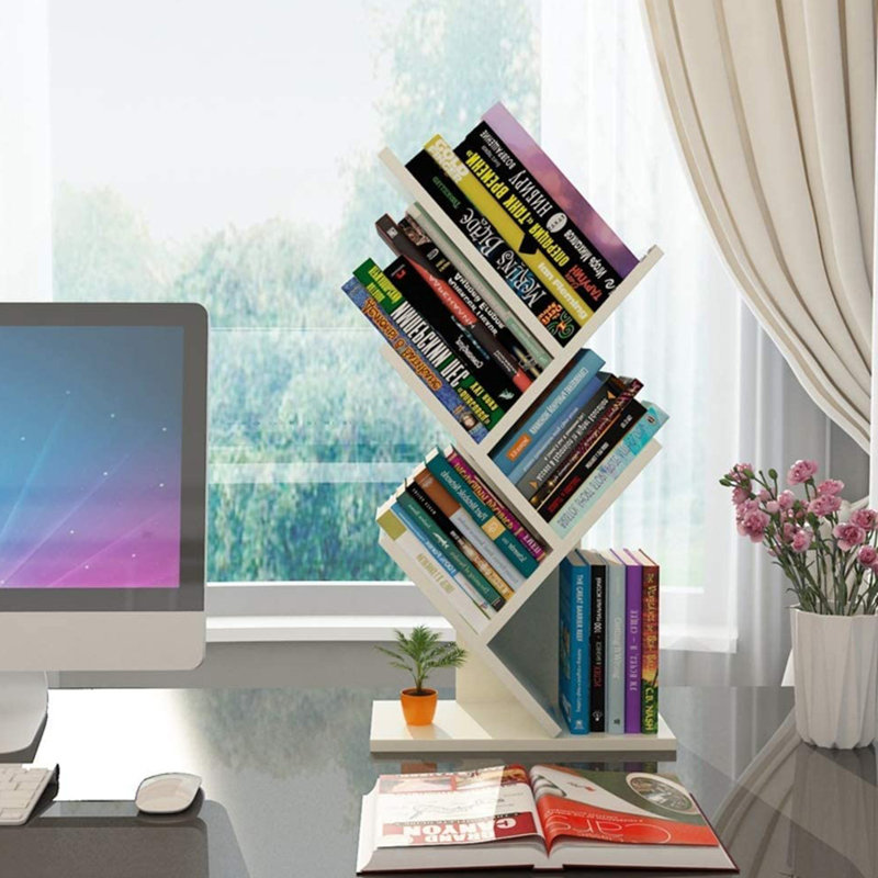 Aerowyn Geometric Bookcase, White, (6 Shelves) 60cm. H x 31cm. W x 17cm. D