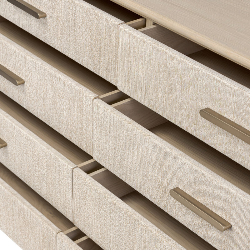 Rosenell 8 Drawer Dresser, Natural Oak Veneer