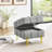 22 Inches Anti-Scratch Leather Storage Ottoman, Pet Friendly Entryway Bench With Golden Stainless Steel Legs, Gray-1436434859