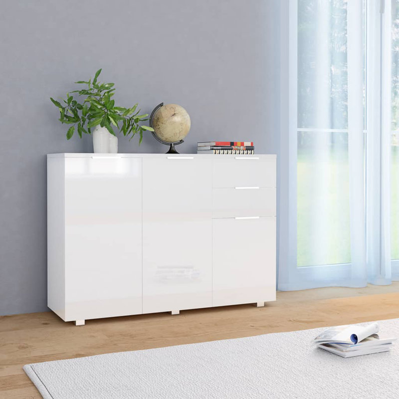 Sideboard High Gloss 107x35x80.5 cm, White