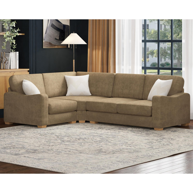 Theadford Corner with two seats, Fixed Back, Right Hand Facing, Ebony Polyester