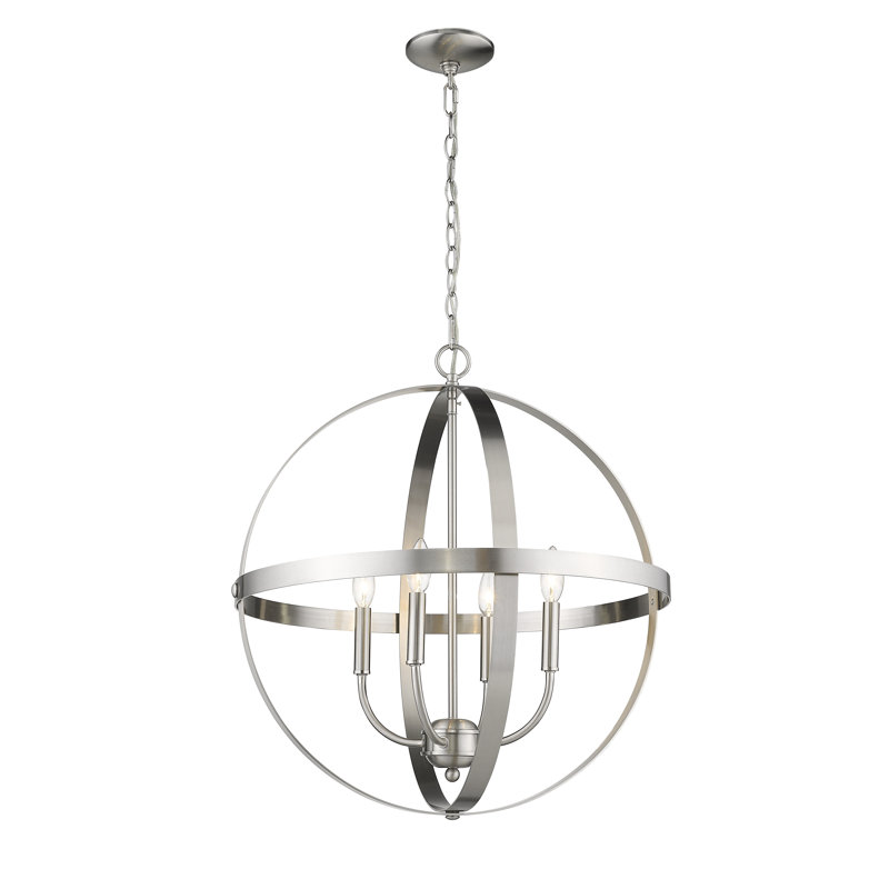 Lustre globe à 4 lumières Aarren, Nickel satiné