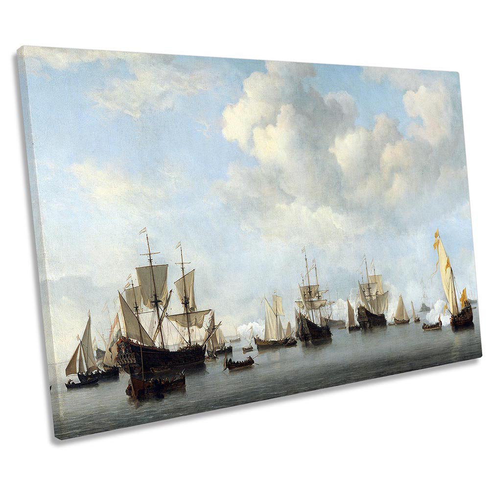 Willem Van De Velde Dutch Fleet Picture Canvas Wall Art Print