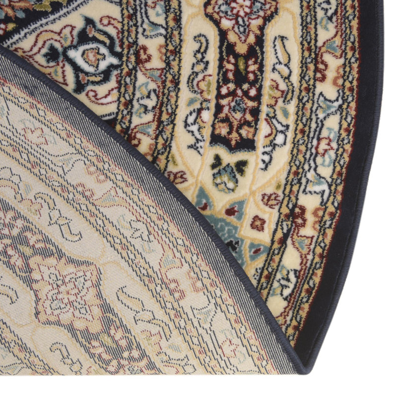 Tapis ivoire / bleu marine Jackson, Ivory/Navy, Ovale 5 pi 3 po x 8 pi