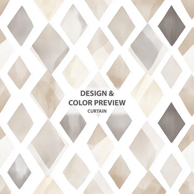 Modern Curtains - Geometric Soft Diamonds Grommet Curtain - 1 Panel, Gold Grommets, 52" W x 84" L