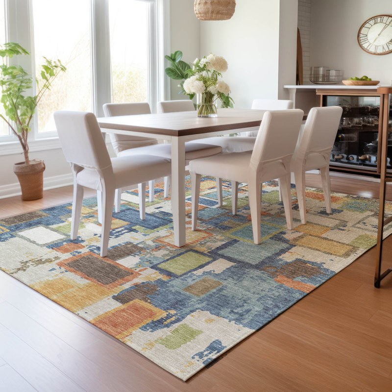 Machine Washable Indoor/Outdoor Gursevak ACN2246 Geometric Rug, Rectangle 2'6" x 3'10"