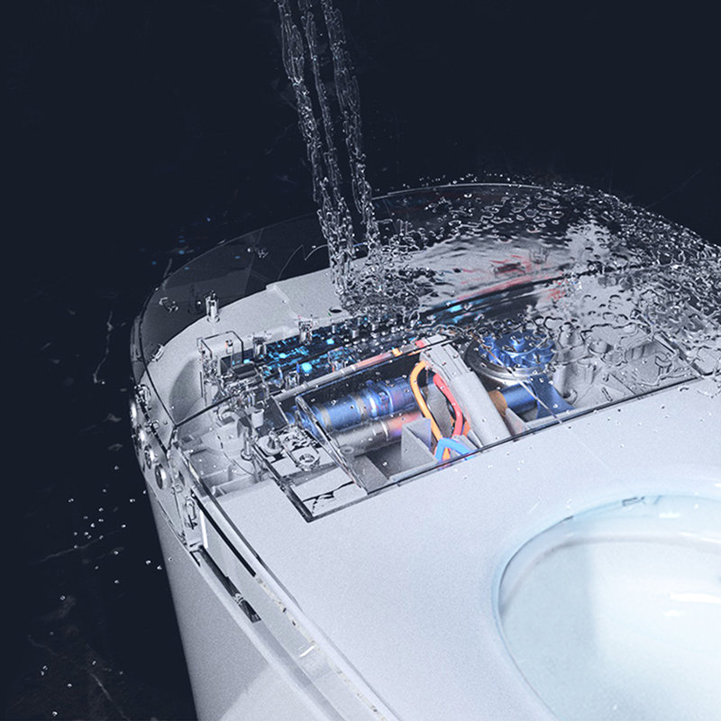 Toilet With Heated Seat - 1/1.28 Dual Flush, Foot Sensor, Night , Structure Smart Without Bidet Seat, Practical Flushing