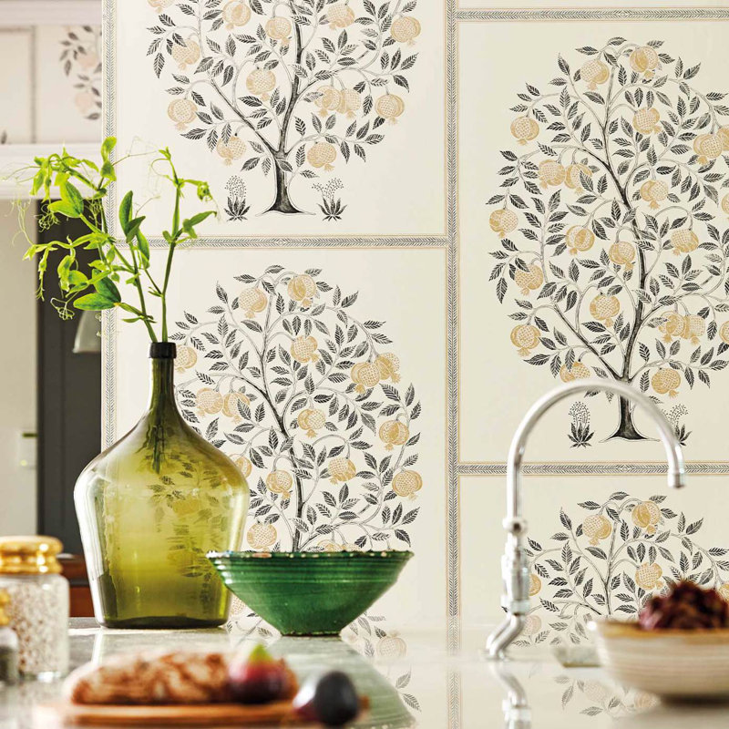 Anaar Tree Wallpaper, English Gray/Woad