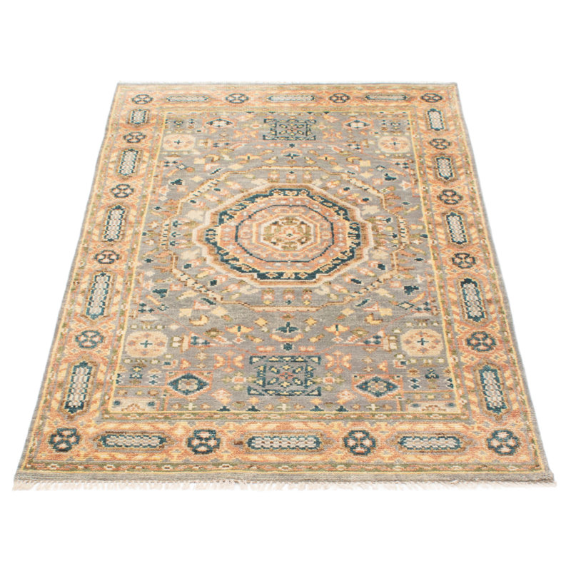 Tapis bleu clair en laine noué à la main 4 pi 11 po x 8 pi 0 po Jules Serapi