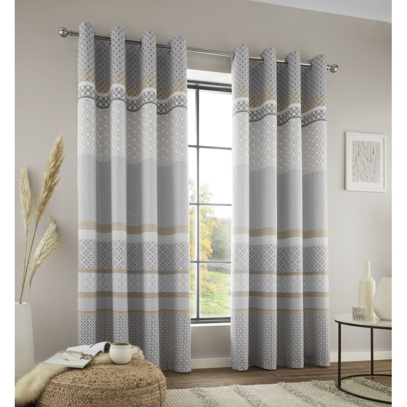 Malawa Geo Eyelet Curtain, 168 W x 137 D cm