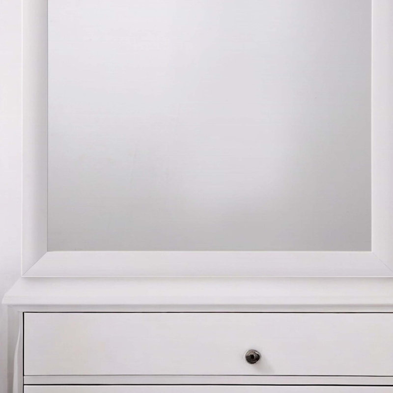 Ireland White Finish Mirror, White, Rectangle, 35" x 39"