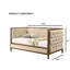 Lit de jour simple de style transitionnel, capitonnage à losanges, garniture en bois, chêne naturel, espace de repos prêt pour le matelas, pièce principale idéale