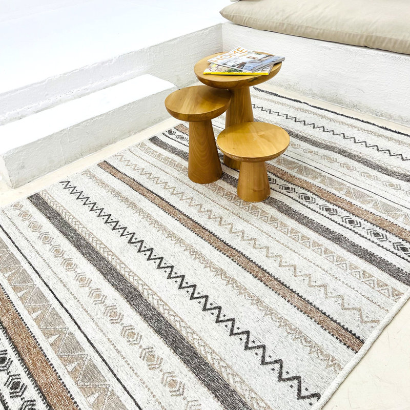 Alfa Rich Shunette Beige Gray Washable Cotton Area Rugs for Living Room Bedroom Kitchen Dining Rug, Runner 2'6" x 9'8"
