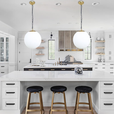 Modern Globe Pendant Light With Shade Adjustable Hanging Fixture For Kitchen Island Dining Room And Bedroom