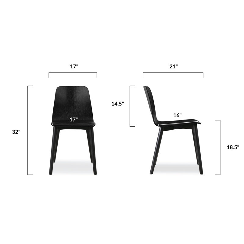 18.5'' H Oak Side Chair, Black