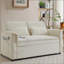 Canapé-lit à deux places en velours de 55 po, dossier réglable avec ports USB, deux poches latérales, canapé-lit convertible 3 en 1, causeuse moderne, 2 coussins de taille pour le salon, BEIGE-1210820156