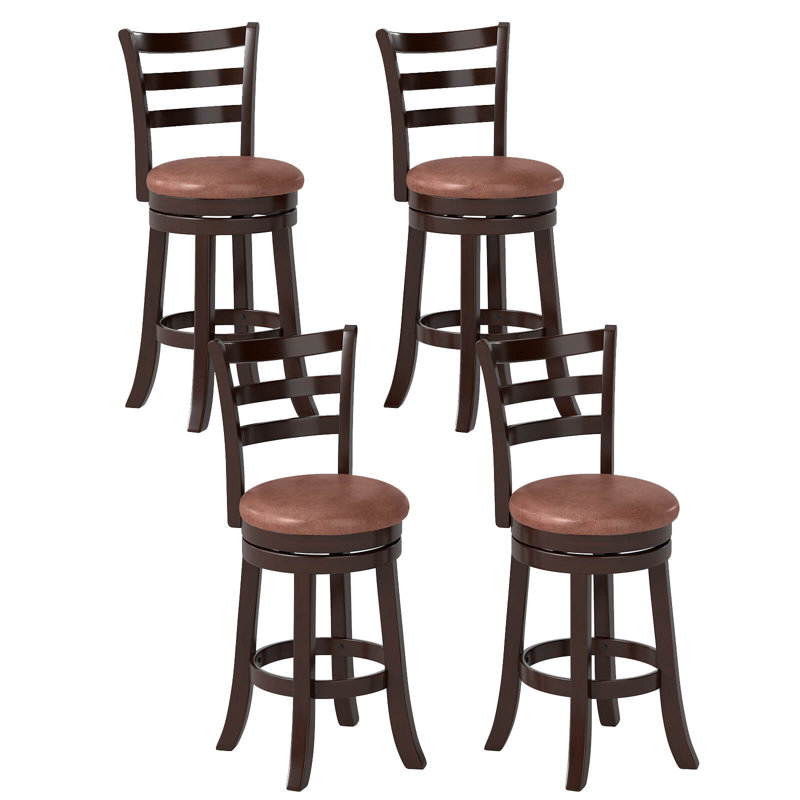 26” Counter Height Swivel Barstools Set of 4 with Back, Faux Leather Seat for Pub, 4, Counter Stool (26” Seat Height)