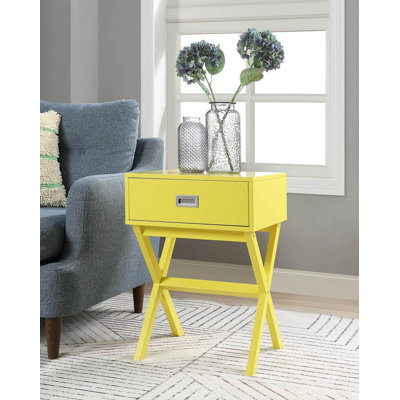 End Table With Concealed Storage Drawer, Modern Styling For Any Decor, Quick Assembly
